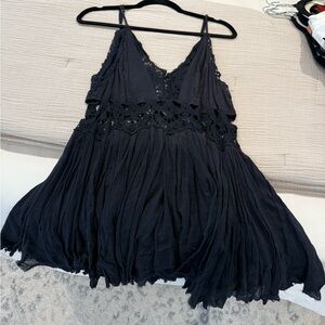 Free People Charcoal Lace Detail Dress